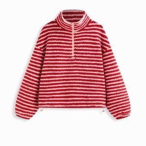 Pink and red striped fleece